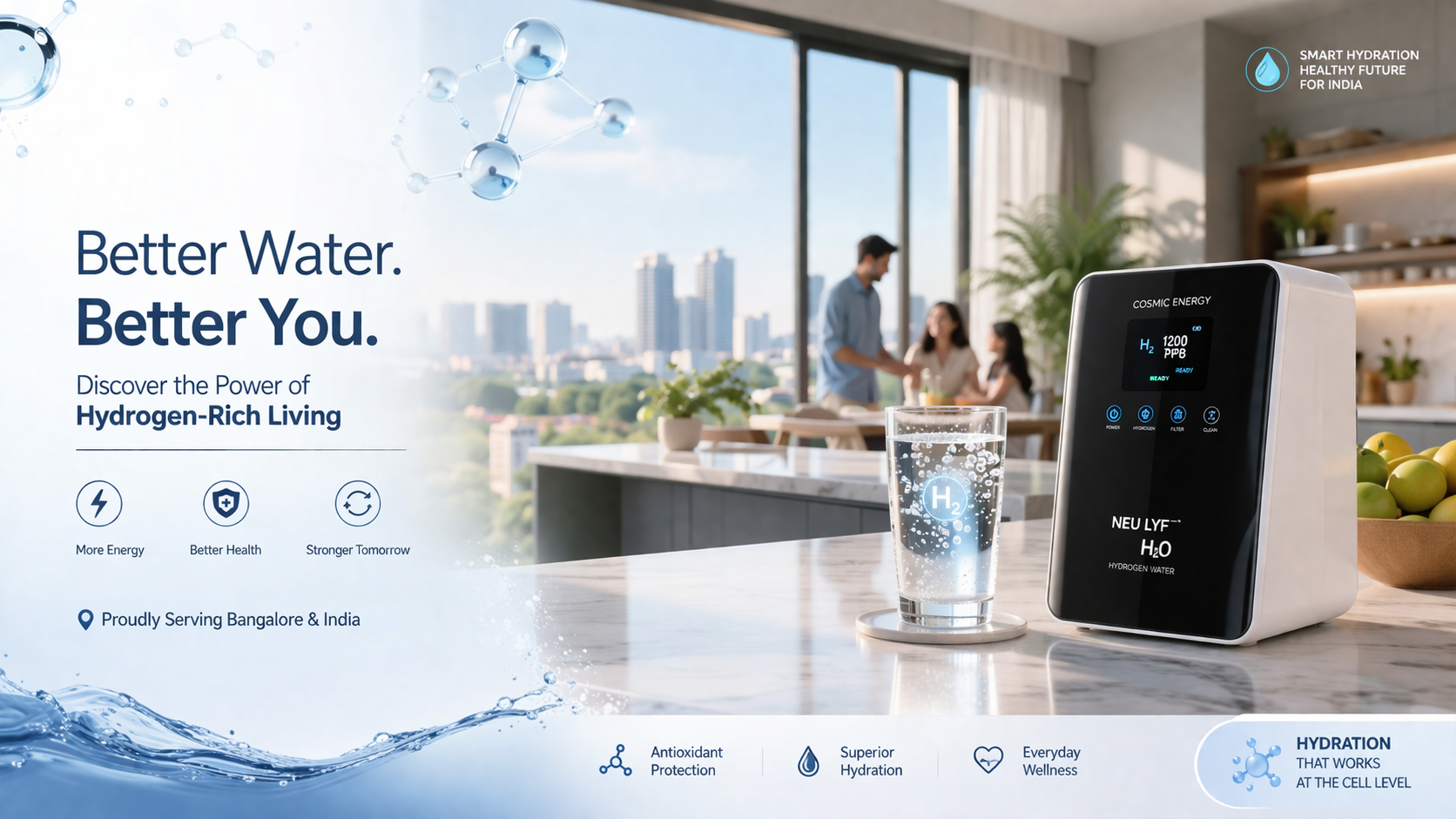 Advanced hydrogen-rich water purifier for home use